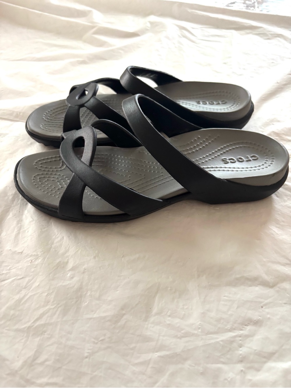 NWOT CROCS Black Meleen Twist Sandals Slip on SZ 8